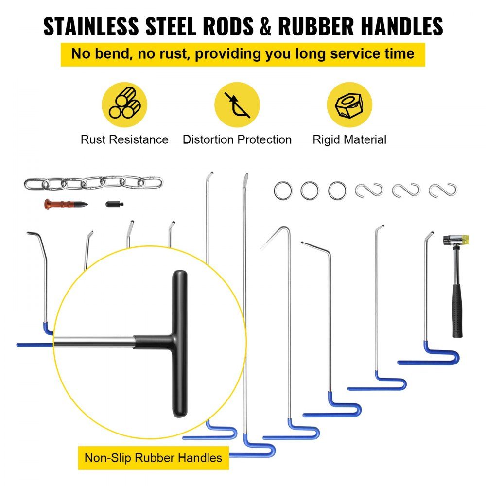 Dent Removal Kit, 20pcs Paintless Dent Repair Bars, Stainless Steel Dent Bars, Whale Tail Dent Repair Tools, Professional Hail Dent Removal Tool