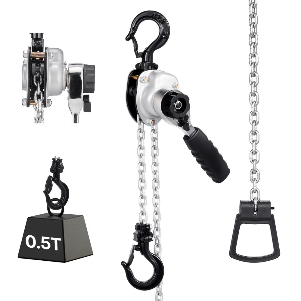 Mini-hendeltakel, handkettingtakel met capaciteit van 1/2 ton, slag van 3 m, ketting van G80-staallegering met mechanische rem met dubbele pal, kettingtakel met 360 ° draaibare haken, voor magazijn, bouw, garage Mini-hendeltakel, handkettingtakel met capaciteit van 1/2 ton, slag van 3 m, ketting van G80-staallegering met mechanische rem met dubbele pal, kettingtakel met 360 ° draaibare haken, voor magazijn, bouw, garage