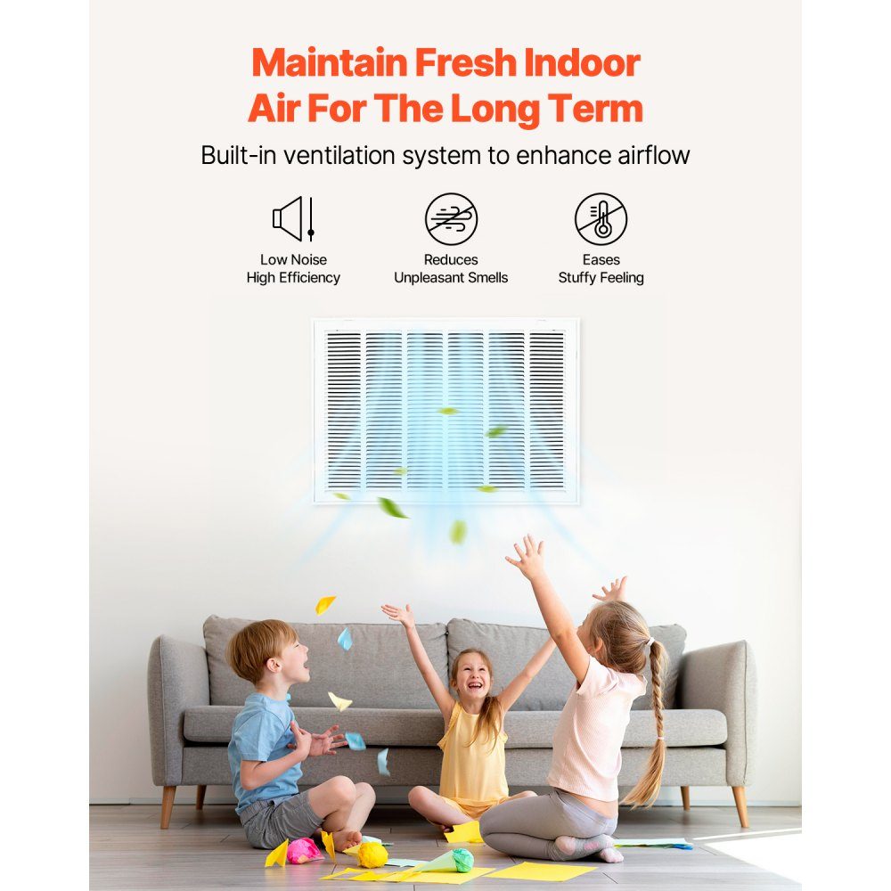 Ventilation grille 83x57.2x4 cm, suitable for installation opening 75.5x50.5 cm, filter NOT included, exhaust grille for the wall, exhaust grille made of steel
