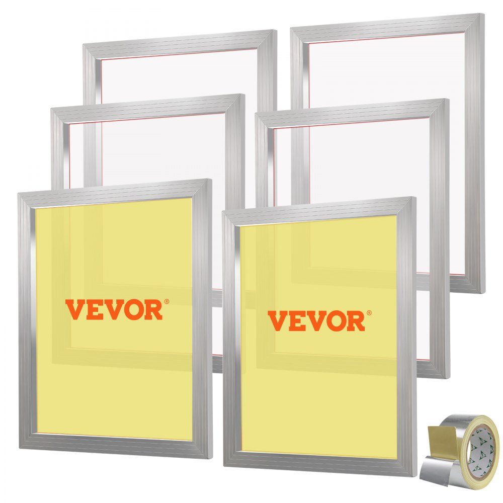 Screen Printing Set 6 Pieces Aluminum Screen Printing Frame 20" x 24" Screen Printing Frame with 110 Mesh High Strength Nylon Fabric and Sealing Tape for T-Shirt DIY Printing