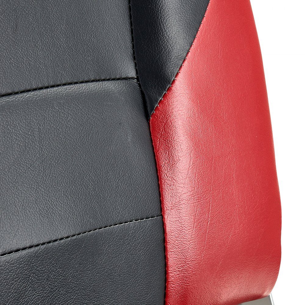 2pcs High Back Boat Seat Folding Fishing Boat Seat with Thick Sponge Cushion and Waterproof PVC Leather Aluminum Alloy Hinges Black and Red