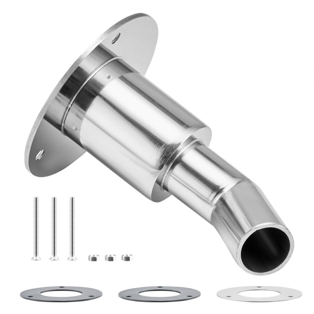 Durch Rumpf-Auspuffhautanschluss, 24-mm-Auspuffblende für Dieselheizung, Zusatzheizung mit Schrauben, Muttern und Dichtung, Rumpf-Auspuffrohrstutzen-Ersatz, Edelstahl 316, Silber