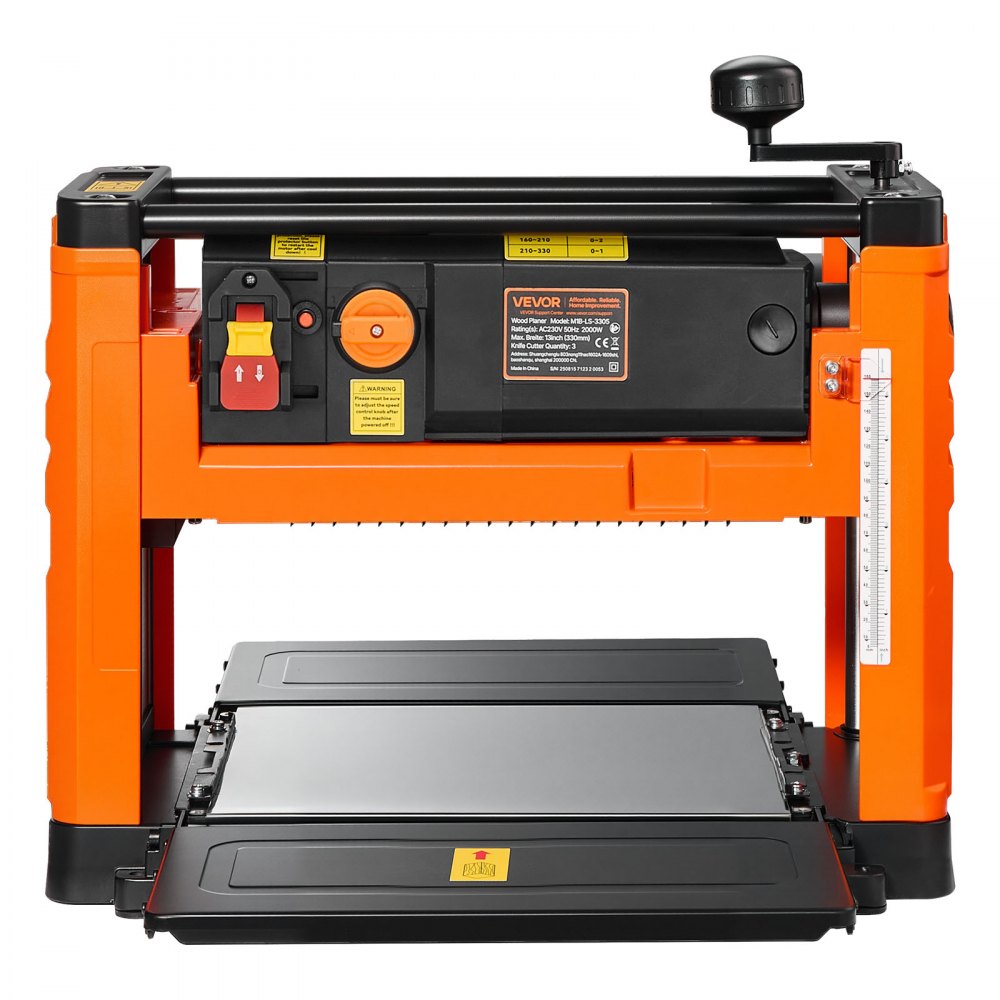 Dickenhobel, 2 Geschwindigkeiten, 330 mm breiter Arbeitstisch, Hobel, drei Klingen, 2000 W, 23500 U/min, leistungsstarker Motor, Doppelrollen, Überrollschutz, Holzbearbeitung für Hart- und Weichholz Dickenhobel, 2 Geschwindigkeiten, 330 mm breiter Arbeitstisch, Hobel, drei Klingen, 2000 W, 23500 U/min, leistungsstarker Motor, Doppelrollen, Überrollschutz, Holzbearbeitung für Hart- und Weichholz