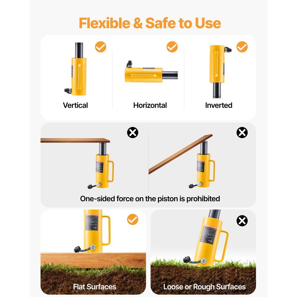 Hydraulic cylinder jack capacity 20T hydraulic cylinder 100mm stroke single-acting portable yellow hydraulic cylinder