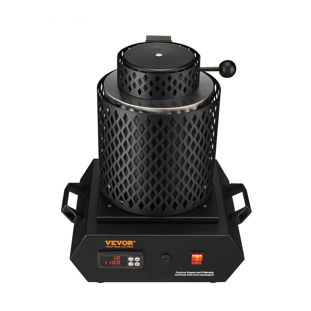 Gold Melting Furnace1350W 1150℃ Max Temperature Digital Electric Melting Furnace 1kg/3kg Ceramic Crucible with Crucible Tongs and Gloves for Processing Gold, Silver, Copper, Aluminum, Red