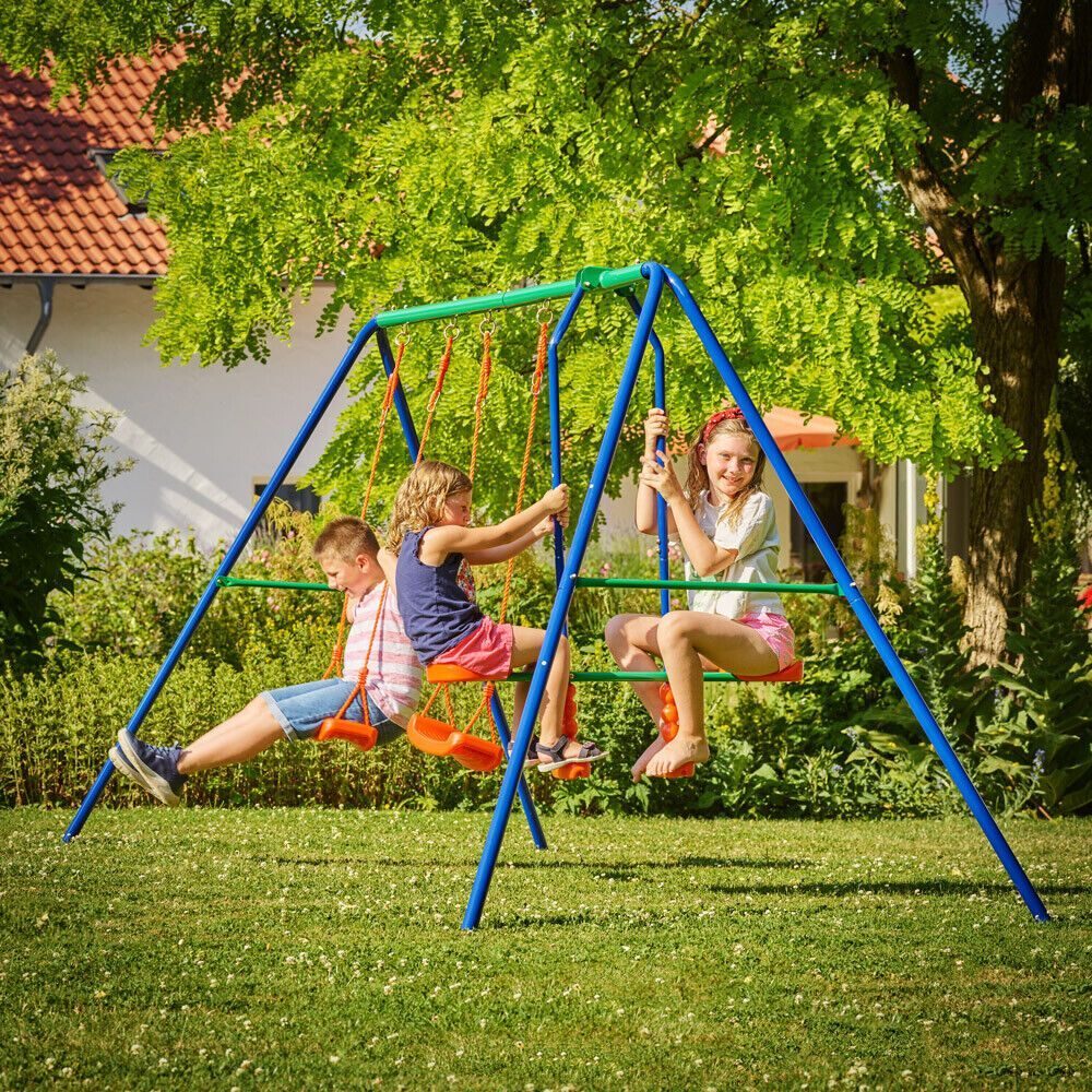 Kinderschaukel, Gartenschaukel, Schaukelgestell, Schaukelgestell, 4-Sitzer-Set