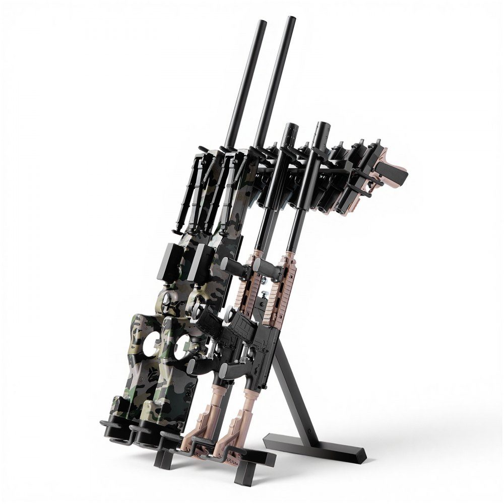 Support de fusil pliable pour 4 fusils (fusils de chasse) et 7 pistolets, support de pistolet autoportant pour le stockage des armes à feu en acier au carbone, présentoir pour champs de tir, champs de chasse