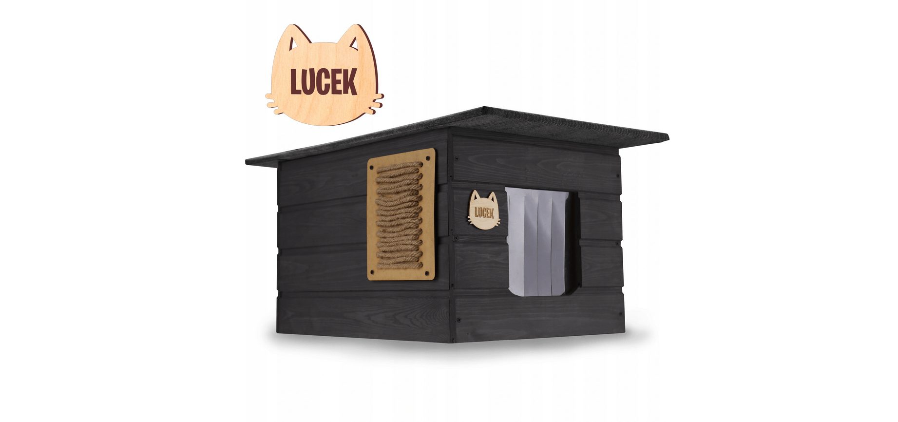 Handmade kit cat house weatherproof with name plate