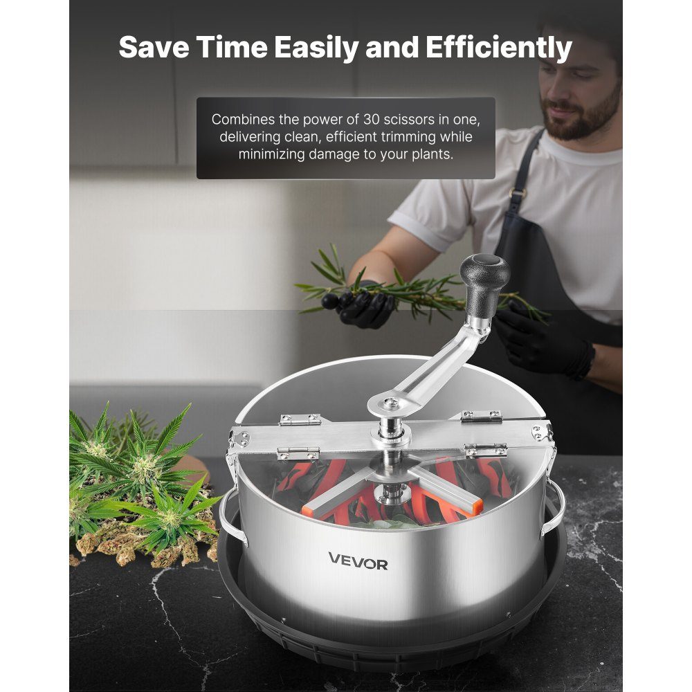 Harvester, 12" Leaf Cutter, Bud Cutter with Stainless Steel Blades, Wet & Dry Hydroponic Cutting Machine with Tray, Leaf Bowl Trimmer for Plant Buds & Flowers