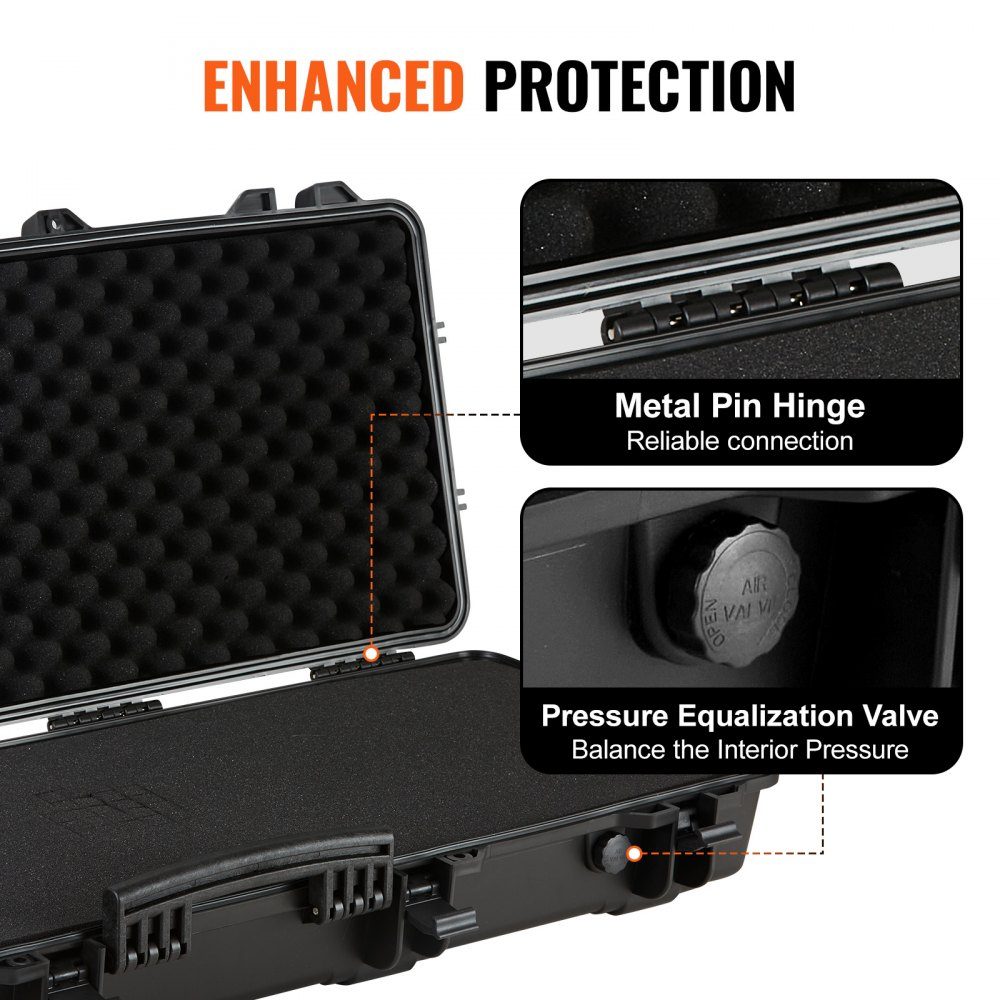 Rifle hard case with 3 layers of fully protective foam, lockable hard gun case, waterproof & rollable long gun case, for 109 cm rifles or shotguns