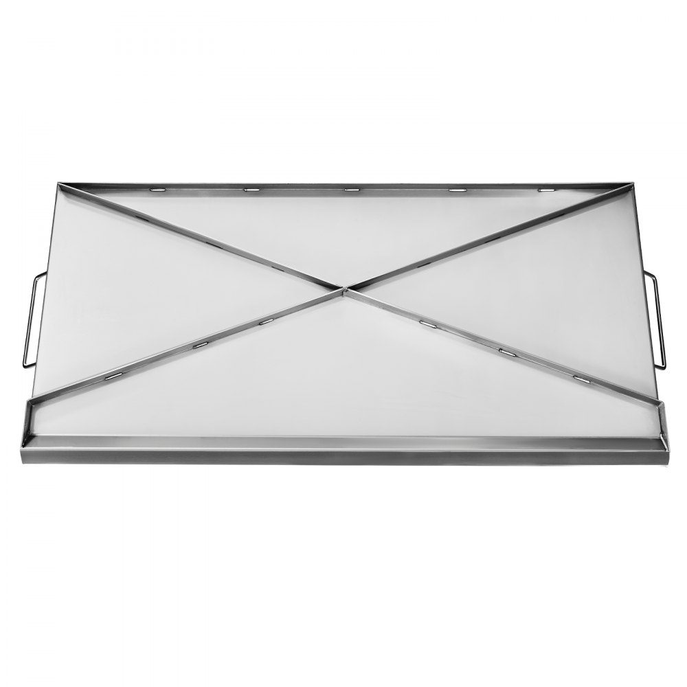 Plaque de gril Poêle à griller Plaque rectangulaire universelle en acier inoxydable (809x370 mm) avec dessus plat, plaque de gril à gaz pour barbecue Teppanyaki, batterie de cuisine familiale portable avec poignée