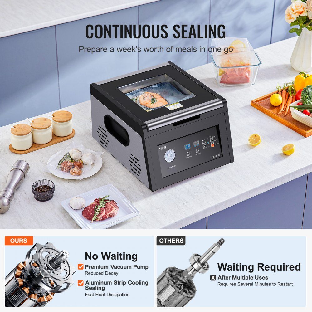 Kammer-Vakuumierer, 380 W, Nassfutter-Fleisch-Verpackungsmaschine, kompaktes Design, idealer kommerzieller Vakuumierer für den professionellen und privaten Gebrauch