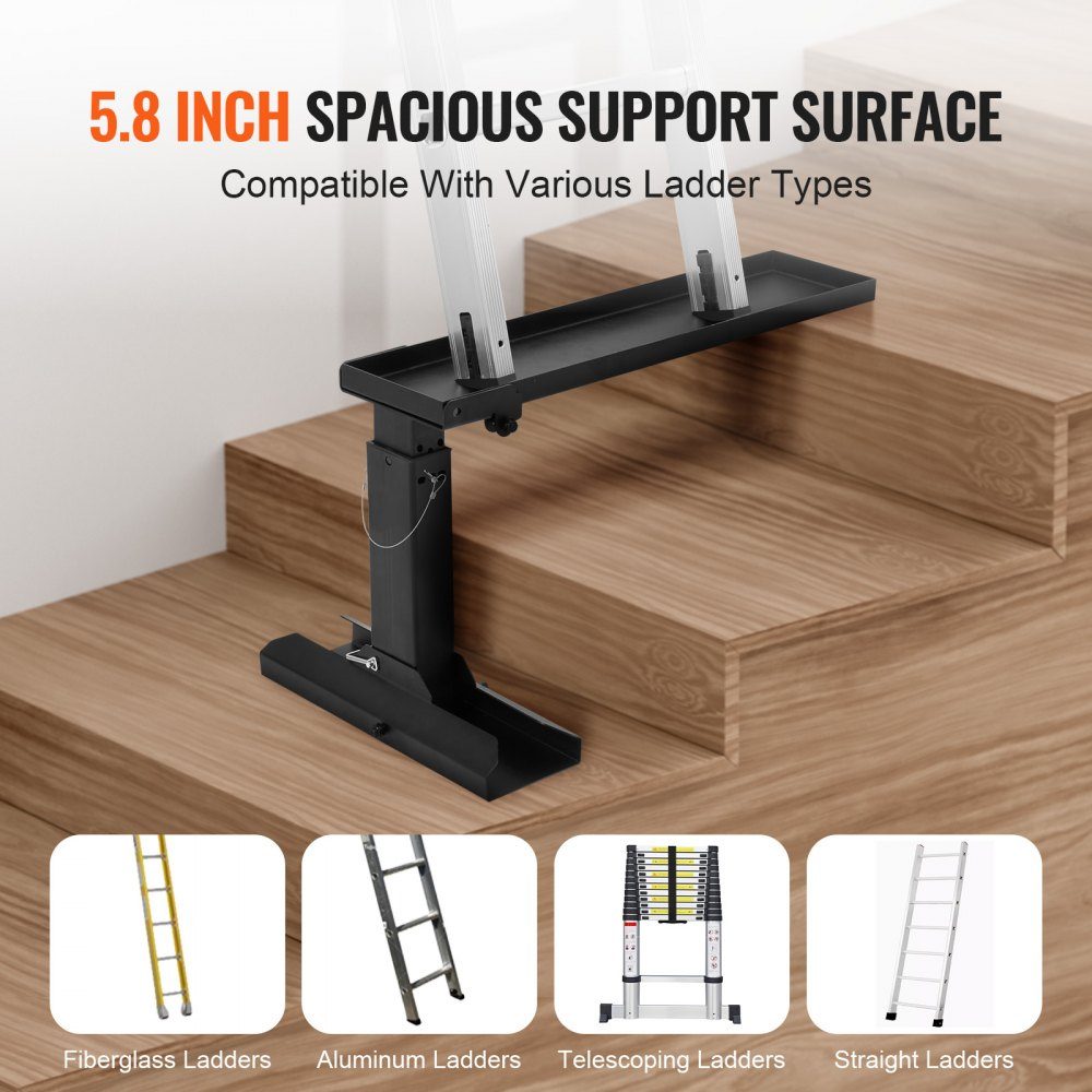 Ladder Leveler, 594,36 x 289,5-457,2 mm Ladderstabilisator voor stalen ladders, opvouwbare ladderbeenleveler, eenvoudig te gebruiken beenstabilisator, accessoires voor verlengingsladders