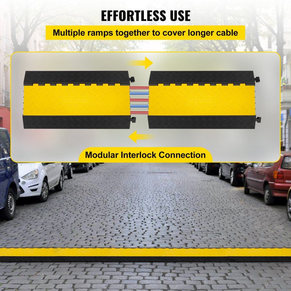 Cable bridge 88.9x50.8x5 cm 5-channel cable protection mat made of commercially available thermoplastic rubber with modular structure High safety for parking lots, warehouses, schools, sidewalks