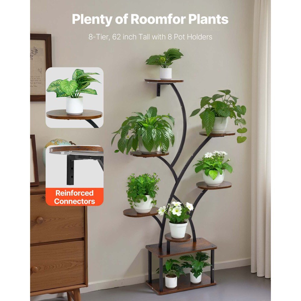 Plant Stand with Grow Lights, 8 Tier Plant Shelf Flower Stand, 3 Timers and 10 Brightness Levels, Flower Shelf Decoration for Living Room and Balcony, 920x310x1575mm