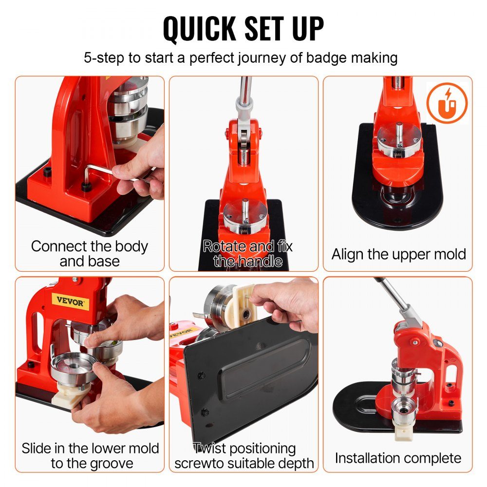 Button Machine Button Maker Machine, 3" Badge Punch Press Set, Kids DIY Gifts Pin Maker, Button Making Accessoires met 500 stuks Button Vervangingsonderdelen & Circle Cutter & Magic Book