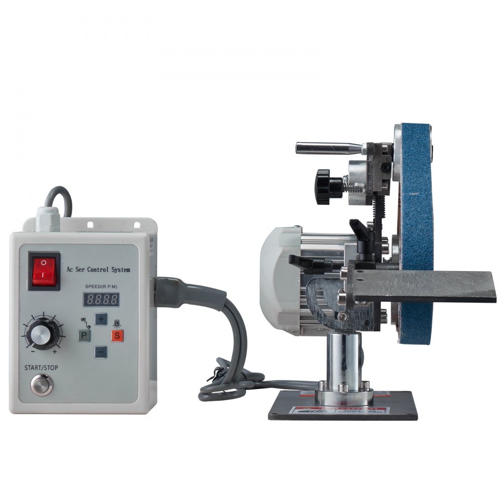 Belt Sander, 762 x 25.4mm Variable Speed Belt Polisher with VFD, 550W Polishing and Grinding Machine with 2 Grinding Shapes and 3 Grinding Belts for Metal Working, Knife Making Belt Sander, 762 x 25.4mm Variable Speed Belt Polisher with VFD, 550W Polishing and Grinding Machine with 2 Grinding Shapes and 3 Grinding Belts for Metal Working, Knife Making