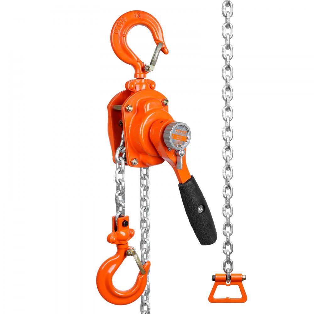 Mini palan à levier, capacité de charge de 0,5 T, palan à chaîne, force de traction de 260 N, bloc de poulie, hauteur de levage de 2,80 m, palan à cliquet, palan en acier, chaîne G80, frein à double cliquet Weston, crochet rotatif à 360°, palan à chaîne m