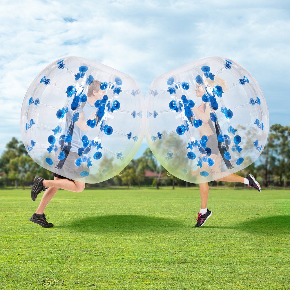 Aufblasbarer Bump-Ball, Bumper-Ball, 1 Stück, 1,2 m x 1,03 m, menschlicher Kollisionsball, PVC-Körper-Blasen-Bounce-Ball für Outdoor-Aktivitäten, transparent + blaue Punkte, aufblasbarer Bumper-Ball