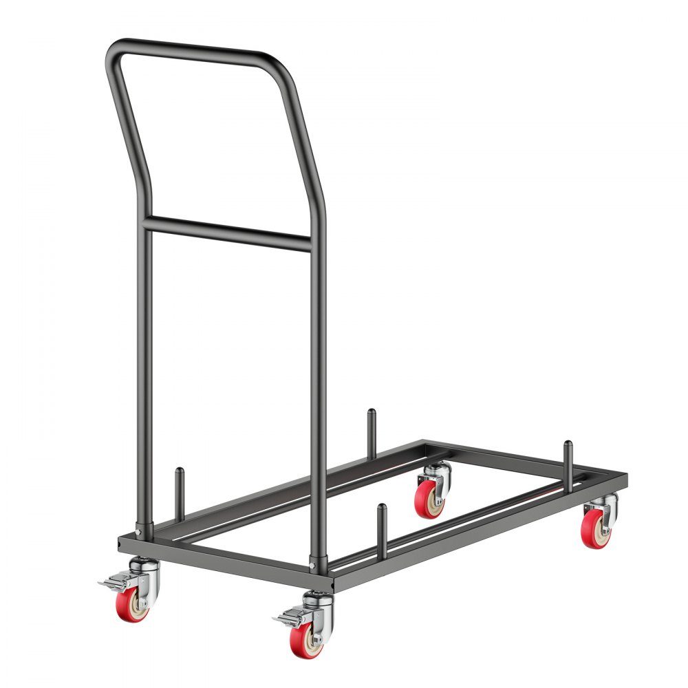 Klappbarer Stuhlständer, 300 Pfund Tragkraft, L-förmiger horizontaler Stuhlwagen für 25 Stühle, robuster Stuhlaufbewahrungswagen aus Metall mit Gummirädern und Halterungen, großer Stuhlhalter, mattschwarz