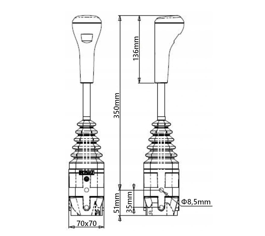 VORK JOYSTICK ZONDER KNOPPEN + Bowdenkabel 2x2m