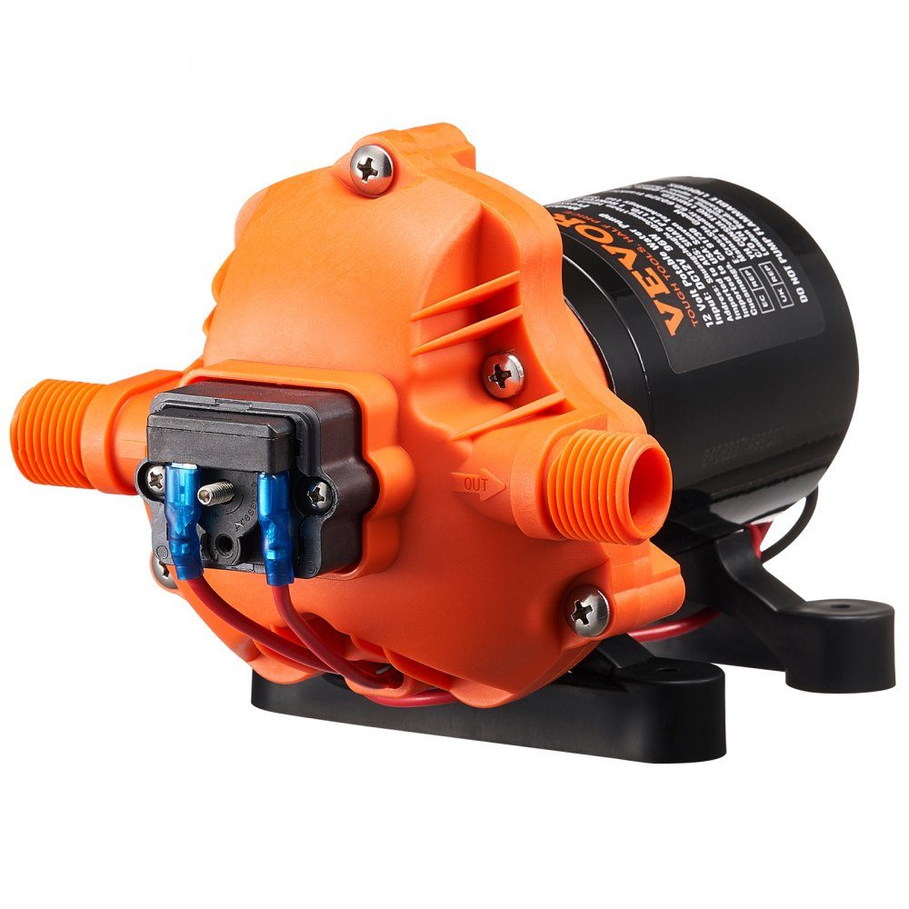 12V Diaphragm Pump 11.36L/min 3 Chamber DC Water Pump with Automatic Pressure Switch 40-100PSI Adjustable 50PSI 1/2" MNPT Connector for RV Yacht Food Truck Camper Marine