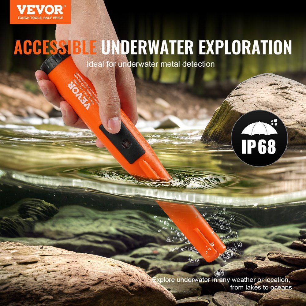Metalldetektor Pinpointer, IP68, vollständig wasserdichter Metalldetektor, 11 cm Erkennungstiefe, Propointer, Schatzsuche mit 3 Modi, LCD/Ton/Vibration/Ton + Vibration, 9-V-Batterie und Samtbeutel im Lieferumfang enthalten