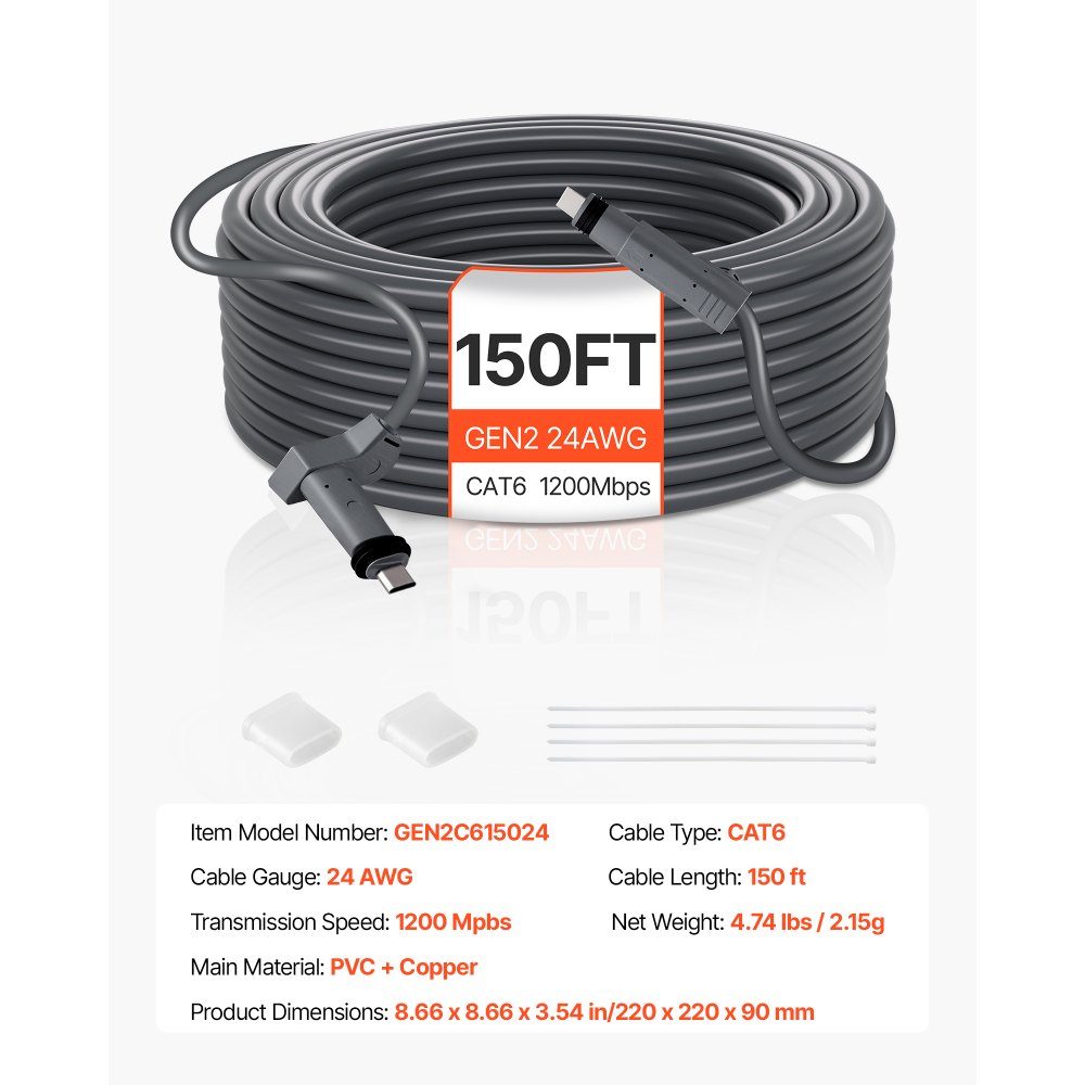 Starlink Standard Cable Gen 2 Satellite V2 Extension Cable 150ft 24AWG / 0.25mm²