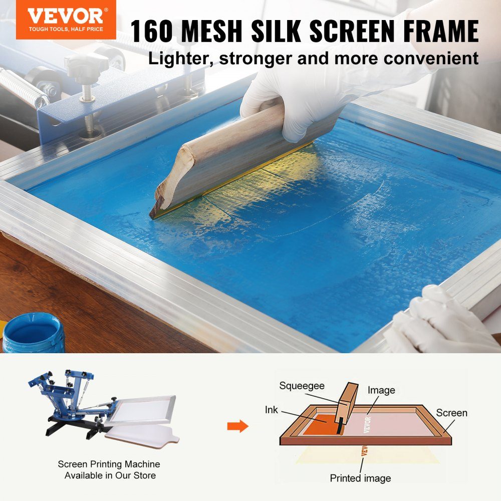6 Pcs Aluminum Alloy Screen Frame Screen Printing Press 20x24 inch Screen Printing Machine Accessories 160 Mesh Acid Resistant and Non-deformable for Pillowcases, Fabrics, Paper, Copy Paper etc