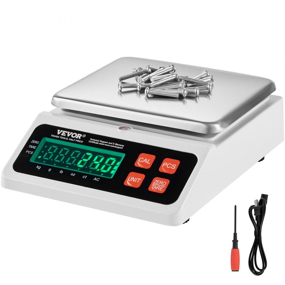 Industrielle Zählwaage, 10 kg x 0,1 g, digitale Waage für Teile und Münzen, g/kg/lb/oz/ct-Einheiten, elektronische Präzisionswaage, Inventar-Zählwaage, Küchen-Schmuck-Zählwaage mit LED-Bildschirm