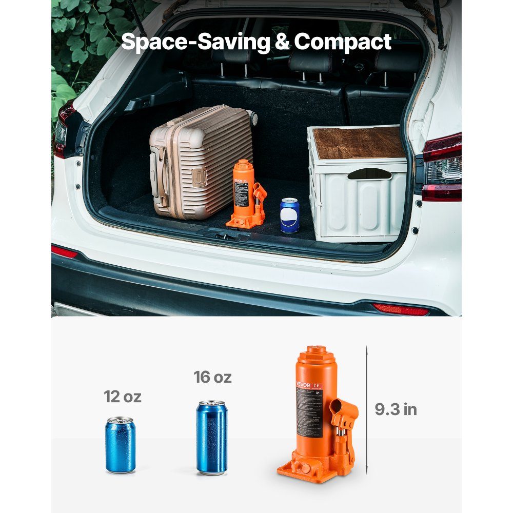 Cric bouteille hydraulique d'une capacité de 10 T, plage de levage de 235 à 470 mm, cric bouteille avec système de soudage pour la réparation de voitures SUV, pick-up, cric orange haute performance
