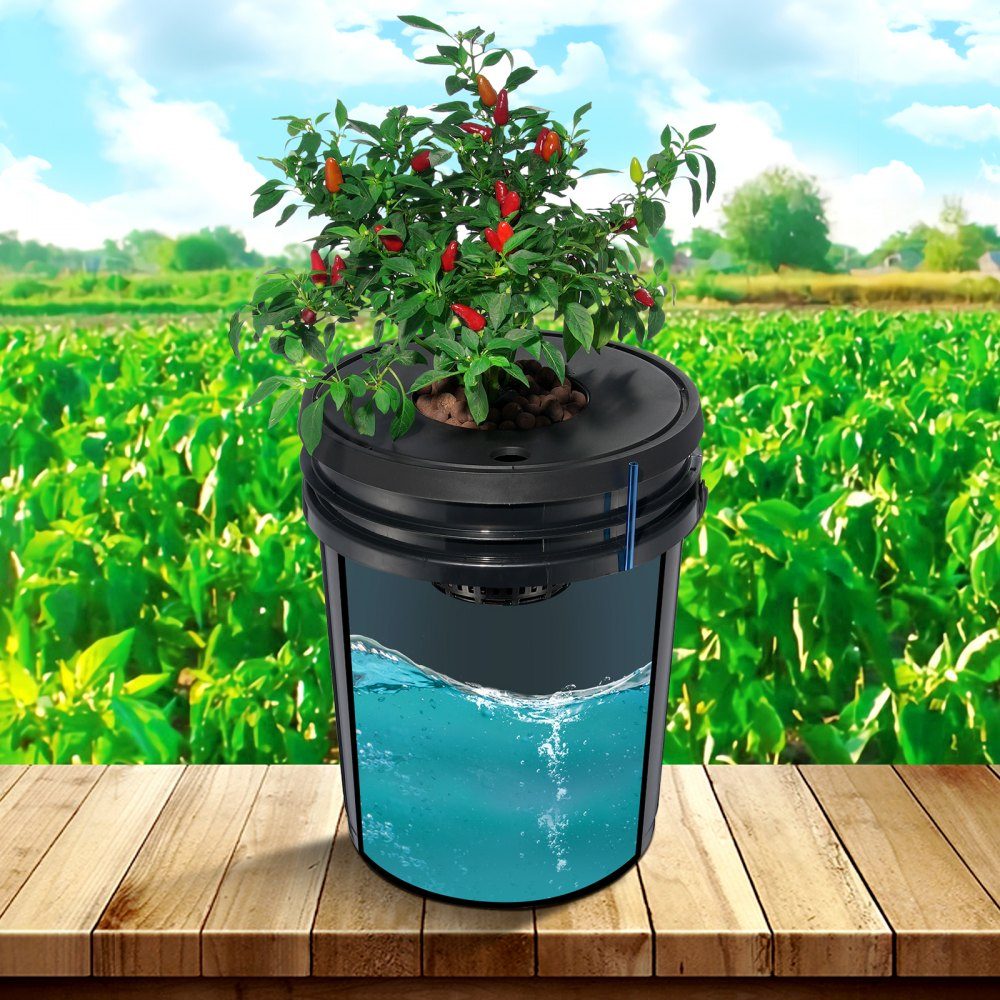 DWC Hydroponics Grow System, Hydroponic Growing System, Deep Water Culture 5-Gallon 8 Bucket, DWC System with Air Pump, Air Stones and Water Level Indicator for Leafy Vegetables
