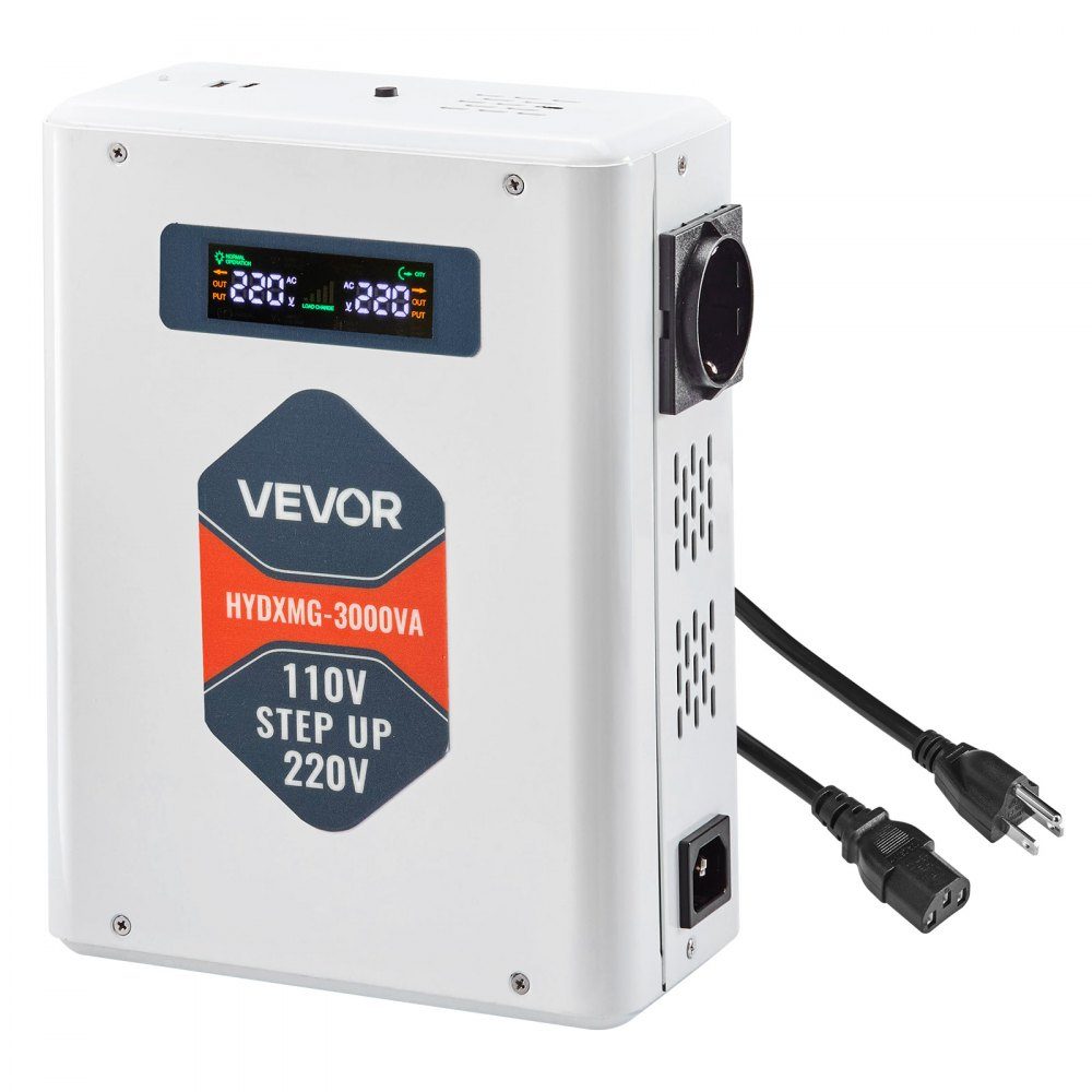 Step Up Voltage Converter 3000VA Heavy Duty Current Converter 110V to 220V Power Transformer with 2 EU Sockets USB Output LCD Display Temperature Protection for 220V Devices