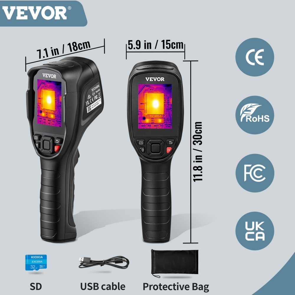 Handheld Thermal Imaging Camera 240x180 IR Resolution Infrared Camera Thermometer 40mK Thermography Camera -20-350°C Thermal Imaging Camera CE Certified Troubleshooting HVAC Systems Air Leak Identification