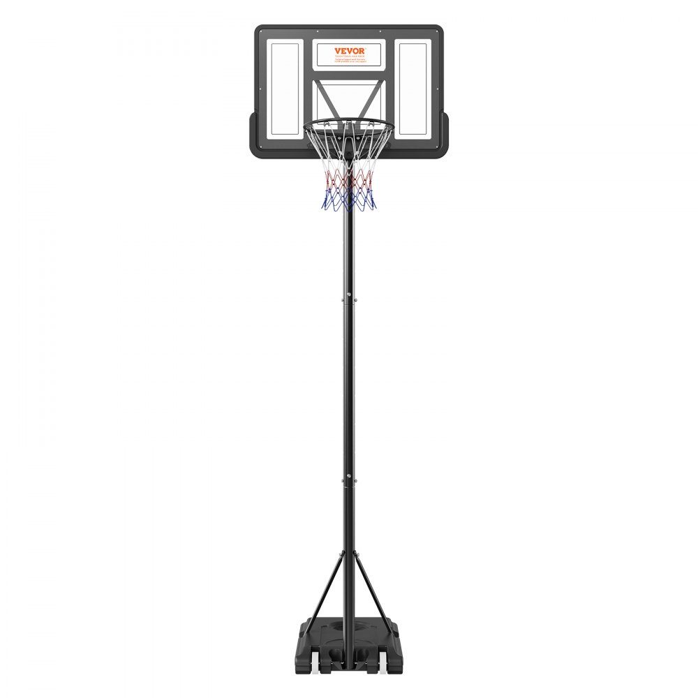 Panier de basket-ball d'extérieur, support de basket-ball réglable en hauteur de 122 à 305 cm, système de basket-ball noir résistant aux intempéries et à la rouille, support de panier de basket avec mobile à eau ou à sable
