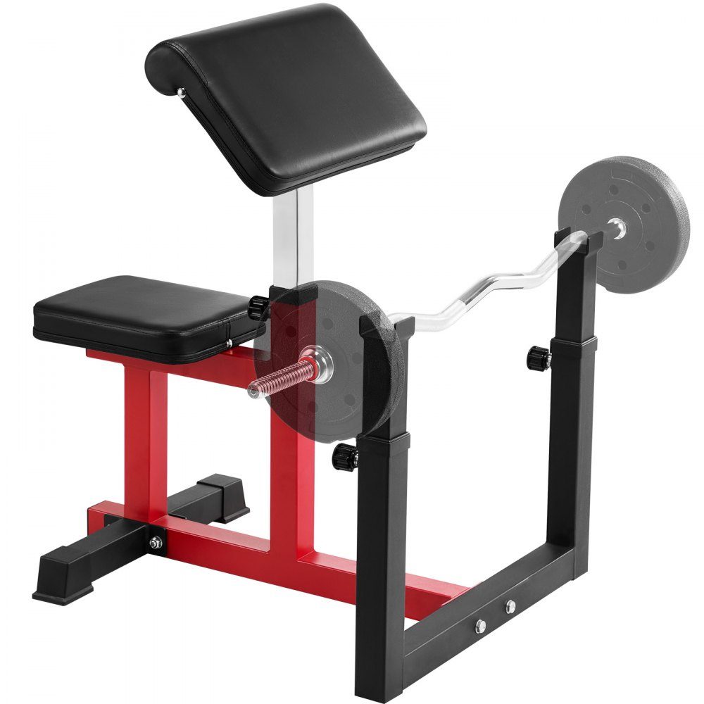 Preacher Curl Bench Halterbank met beenverlenging, krachttrainingsbanken (max. belasting 200 kg), fitnessbank voor thuis, fitnessapparatuur, geïsoleerd halterstation met zittende arm, trainingsbank