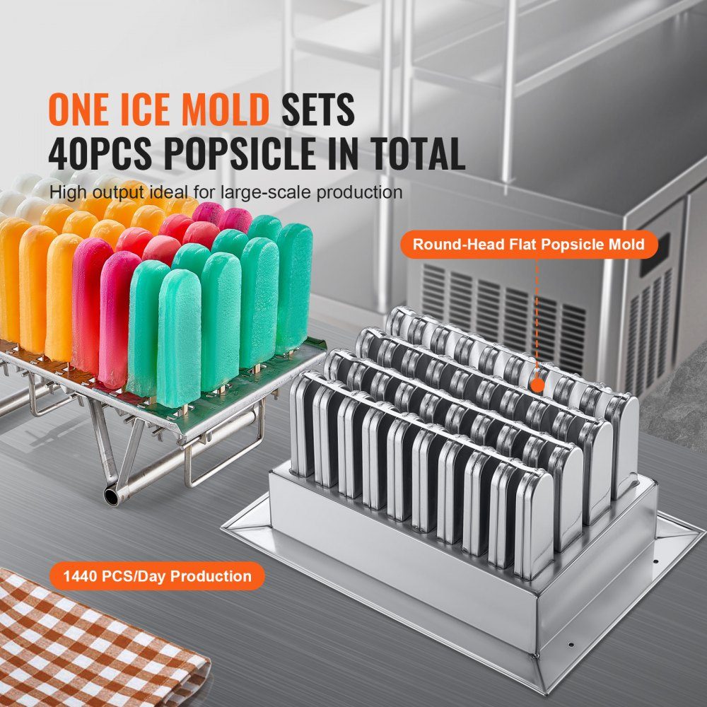 Commercial Ice Cream Maker Single Mold Set - 40 Piece Ice Cream Maker, Stainless Steel Commercial Ice Cream Maker for Popsicles, Popsicle Maker for Bars, Cafes, Milk Tea Shops