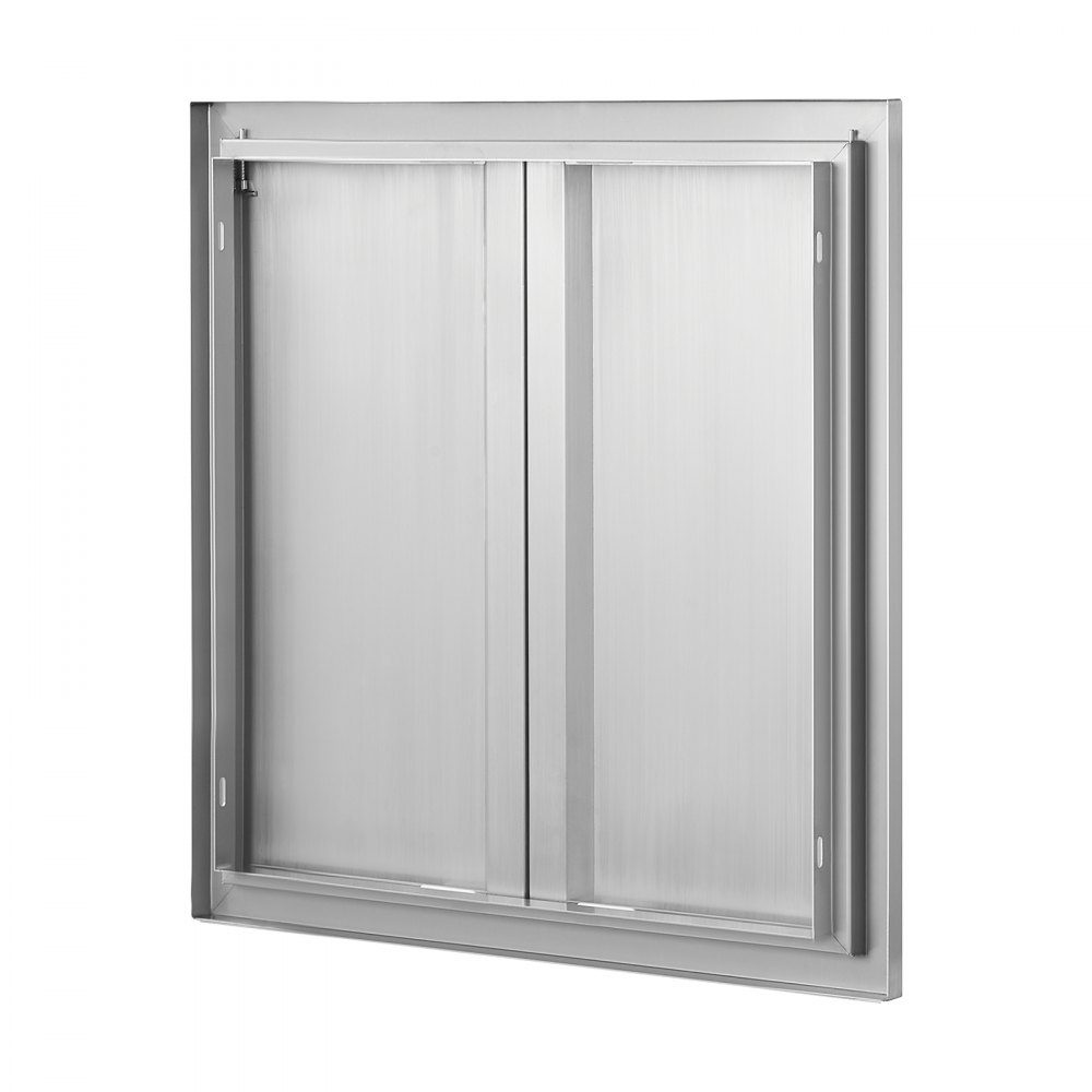 Grilltoegangsdeur 610x610mm Dubbele buitenkeukendeur Inbouw roestvrijstalen deur Verticale muurdeur met intrekbare handgrepen voor grilleiland Grillstation Buitenkast