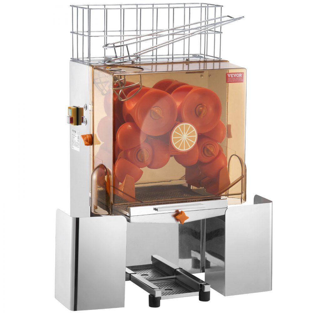 Commercial Orange Juicer, 120W Automatic Juicer, Stainless Steel Orange Juicer for 20 Oranges per Minute, with Pull Out Filter Box, PC Cover, Citrus Juicer, Electric Citrus Juicer