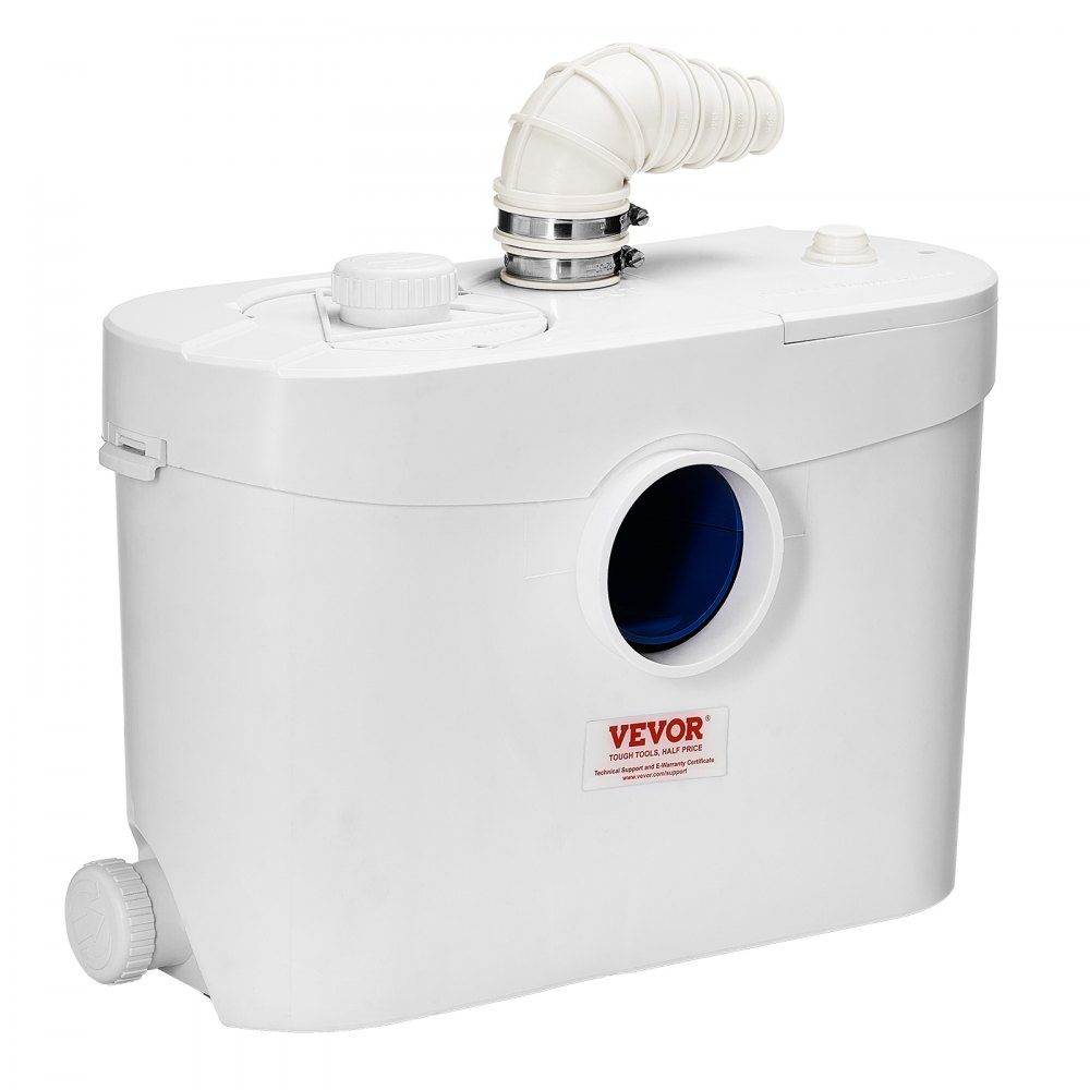 Système de relevage, 900 W, débit 180 L/min, hauteur de refoulement 12 m, système de relevage des eaux usées avec 4 arrivées d'eau, pompe eaux usées pour WC, cave, douche, lavabo, buanderie, baignoire
