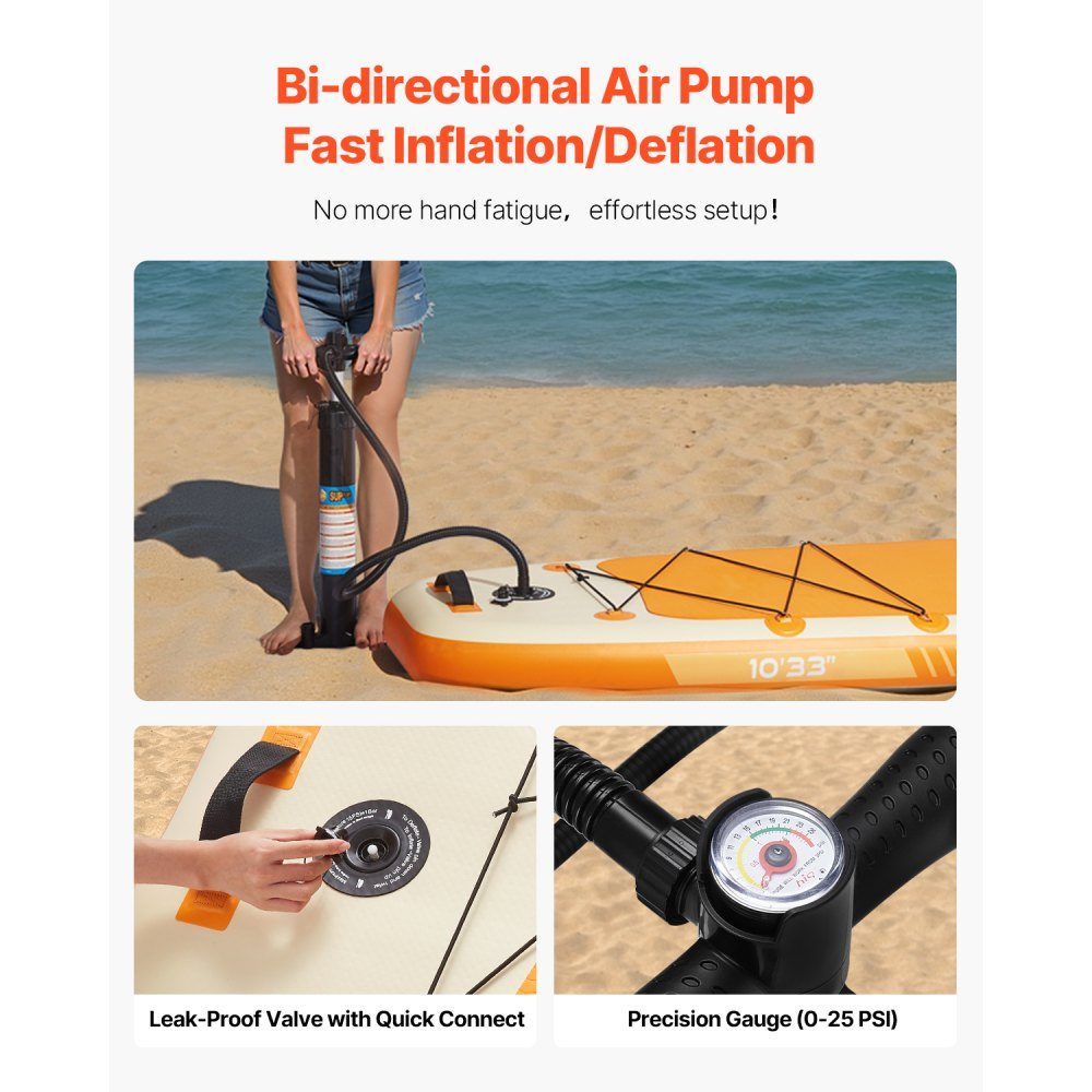 Inflatable Stand Up Paddle Board (12" x 33" x 6") Paddle Board Complete Set Including Pump, Paddle Fin Backpack, Ankle Leash Strap, Non-Slip Deck for Teens and Adults