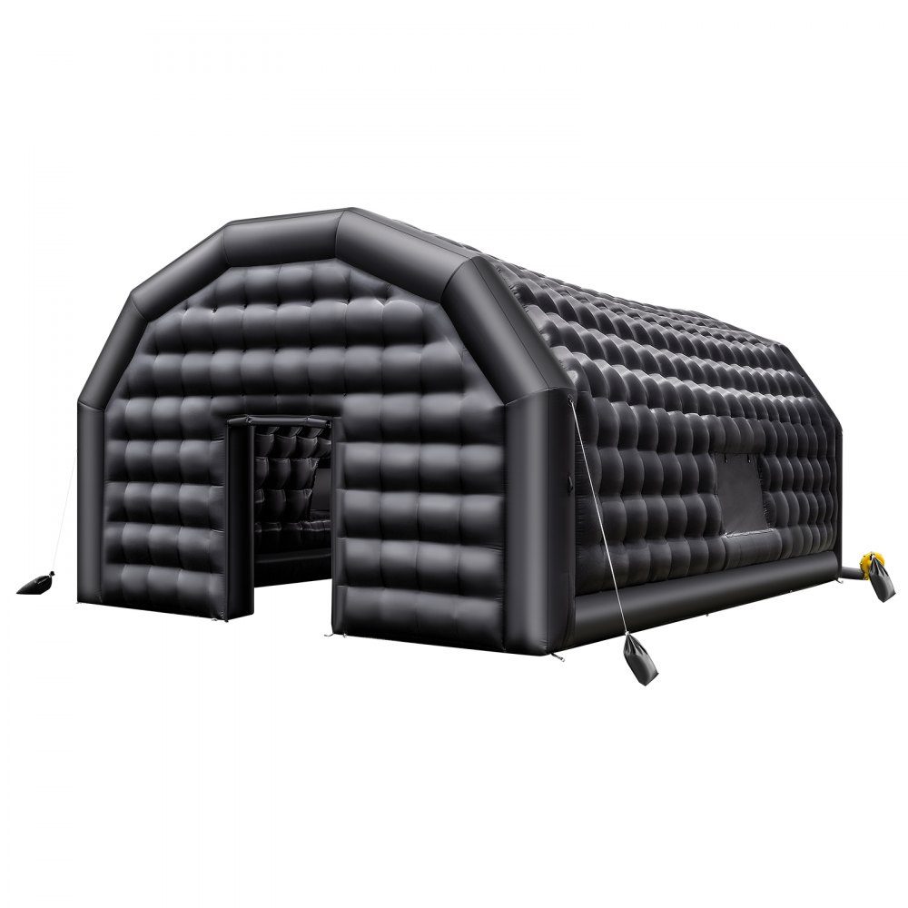 Inflatable Party Tent 9x6x4m, Cube Tent for Disco Night Club, Gazebo Wedding Tent with 1100-W- Blower, Sandbag, 2 Windows for Events, Birthday, Wedding, Black