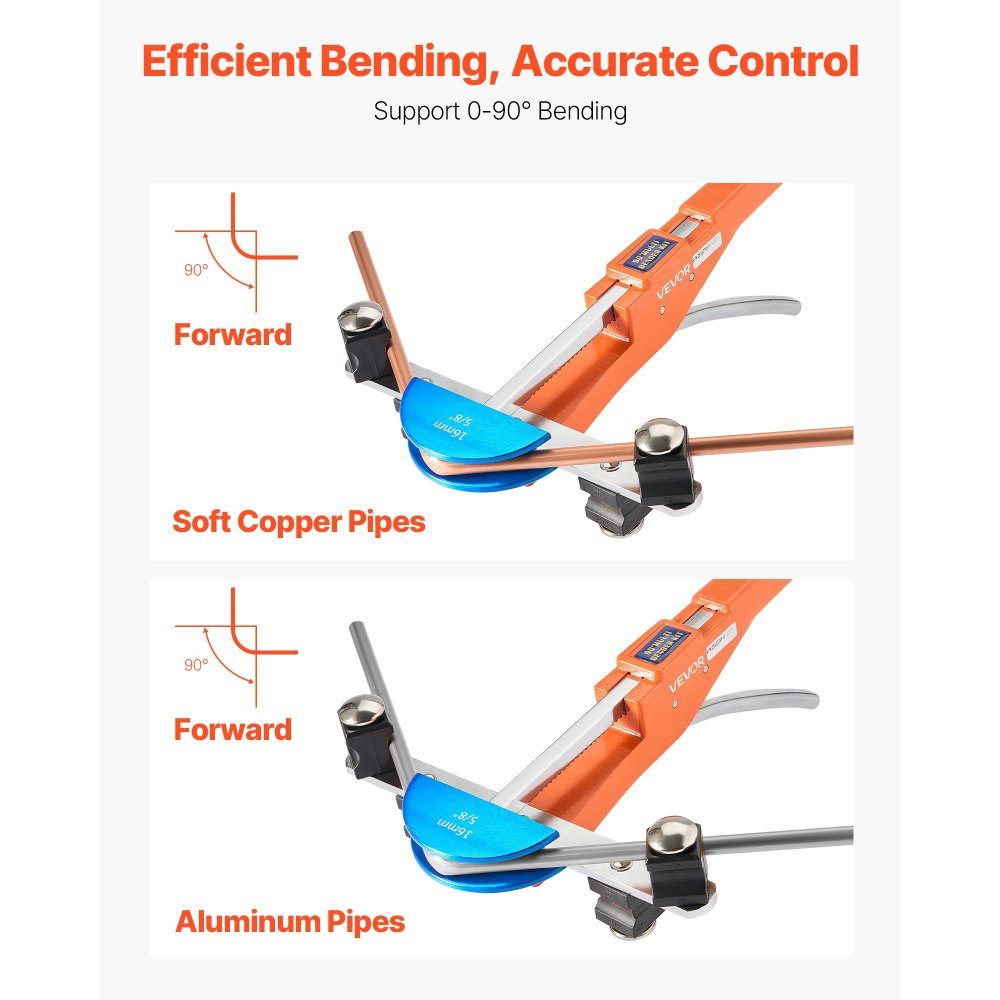 Cintreuse de tuyaux, cintreuse de tuyaux de 6 à 22 mm jusqu'à 90 °, machine à cintrer vers l'avant avec mâchoires en alliage d'aluminium de 7 couleurs, outils CVC pour tuyaux en cuivre dans les systèmes CVC, climatisation et Réf. rigération