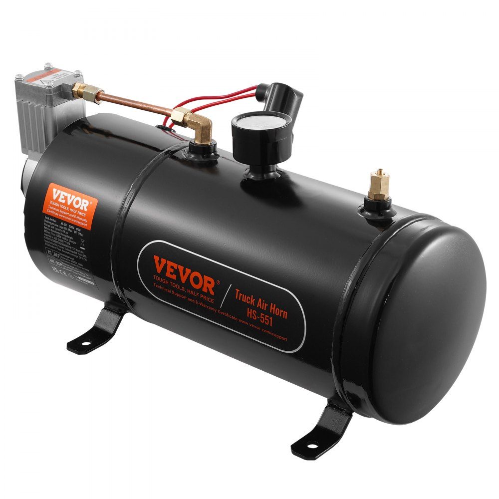 12V Air Compressor Kit with Tank 3L, Train Horn Air Compressor Kit, 90-120 PSI Working Pressure, Integrated Air Compressor System for Train Air Horns, Inflating Tires, Trucks, SUVs, etc. Black