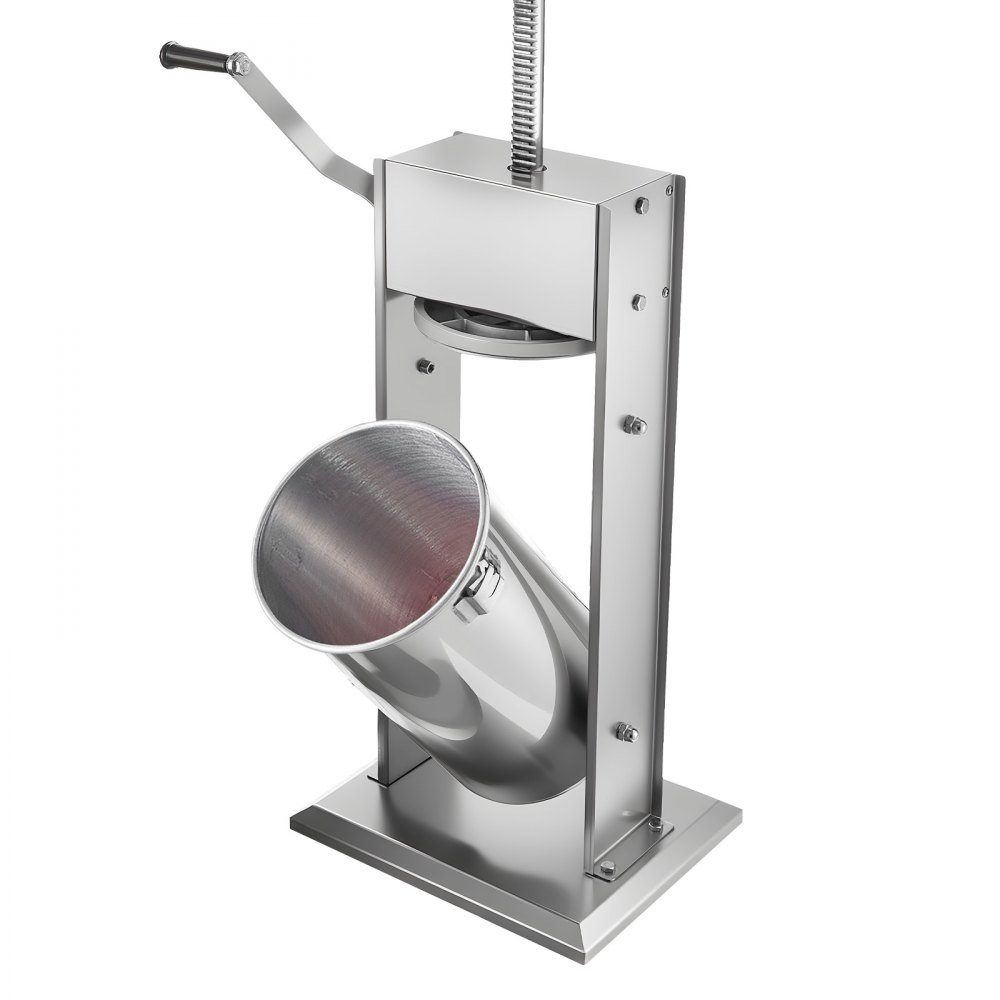 Handmatige worstvuller 15 L, verticale worstvulmachine met 2 snelheden (snel/langzaam) & 5 vulbuizen & handvat, roestvrijstalen vleesvuller voor commercieel en privégebruik