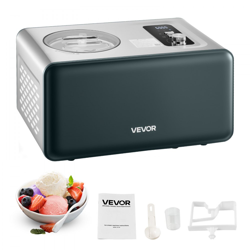 Sorbetière automatique 1,5L avec compresseur intégré (150W), sans précongélation, sorbetière 3 modes, sorbetière électrique, sorbetière Sorbetière automatique 1,5L avec compresseur intégré (150W), sans précongélation, sorbetière 3 modes, sorbetière électrique, sorbetière