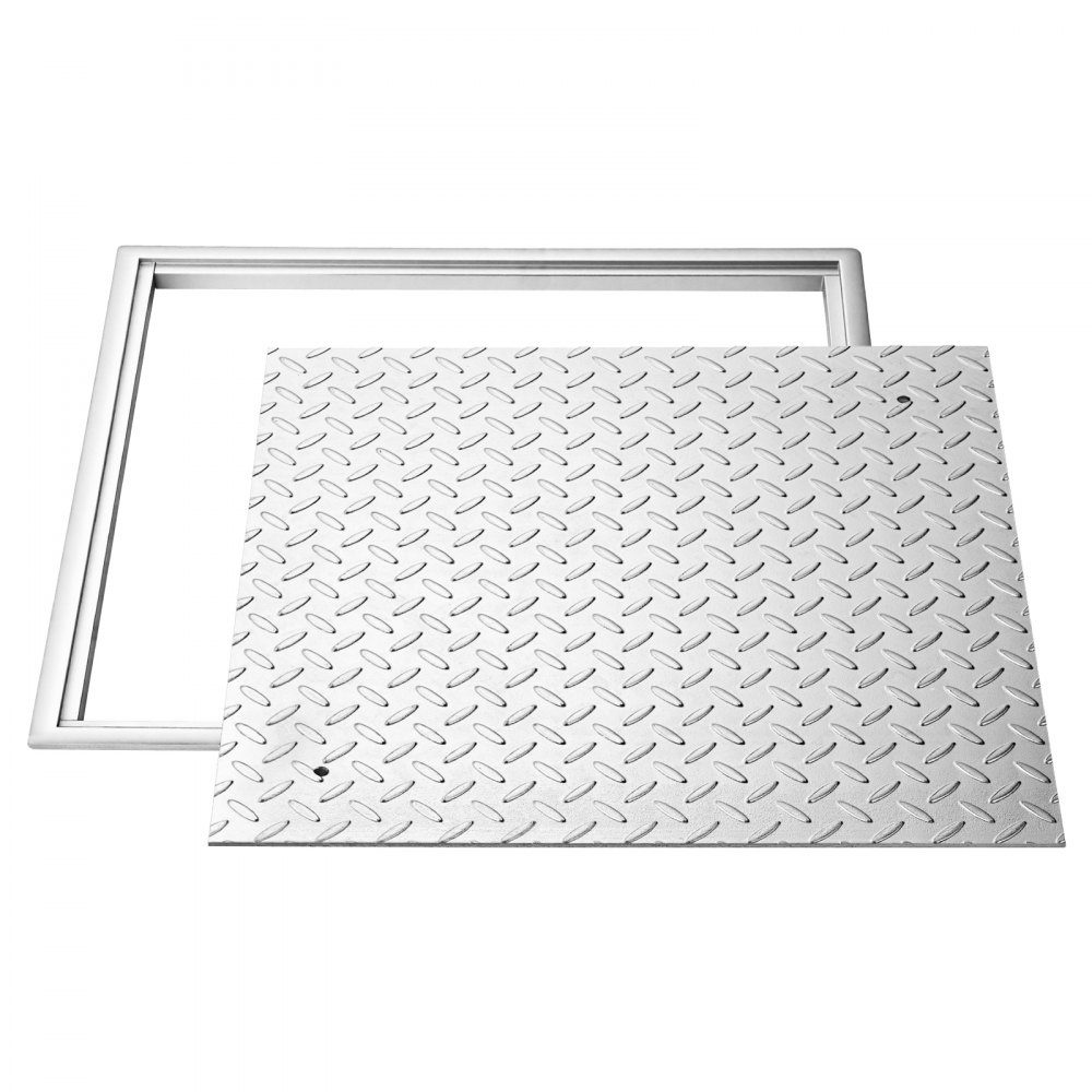 Schachtabdeckung mit Rahmen 50 x 50 cm, quadratische Schachtabdeckung, Klärgrubenabdeckung, robuste, rutschfeste Schachtabdeckung aus Kohlenstoffstahl für Abflüsse, für Gehwege, Gärten, Höfe
