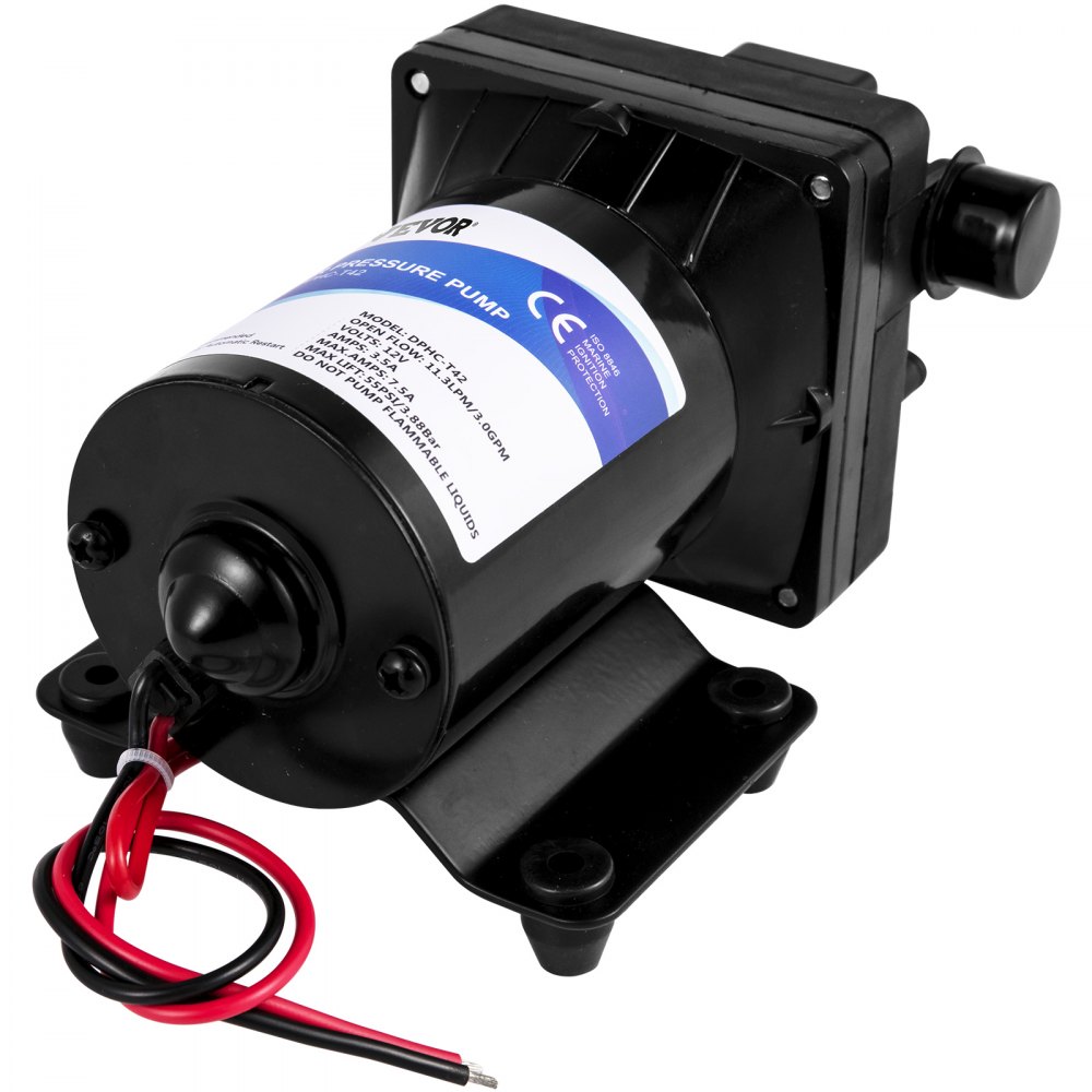 12 V hogedrukmembraanwaterpomp, 3 GPM hogedrukmembraanwaterpomp van polypropyleen, max. druk 45 psi zelfaanzuigende waterpomp, met ingebouwde terugslagklep, voor caravan, boot 12 V hogedrukmembraanwaterpomp, 3 GPM hogedrukmembraanwaterpomp van polypropyleen, max. druk 45 psi zelfaanzuigende waterpomp, met ingebouwde terugslagklep, voor caravan, boot
