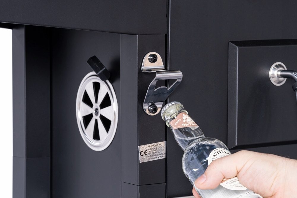 BBQ-Holzkohlegrill-Smoker-Set mit Deckel, höhenverstellbar, 2 Seitenablagen