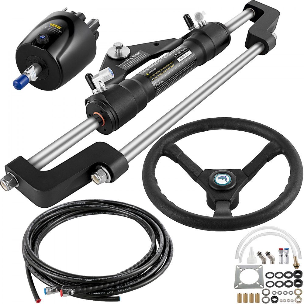 Hydraulisches Bootslenkungsset, 300-PS-Hydrauliklenkungsset, Lenkpumpe, Zylinder, Rad, 24-Fuß-Schlauch, hydraulisches Lenkungsdichtungsset, korrosionsbeständiges Bootslenksystem, Marine